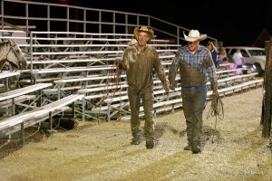 Muddy cowboys after competition